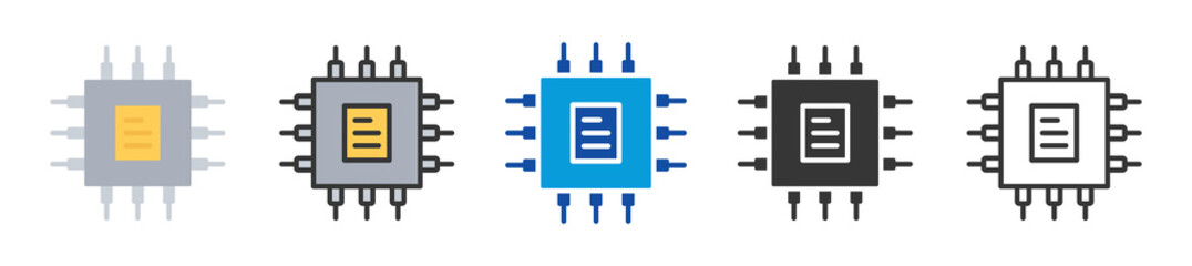 processor icon set multi style various collection