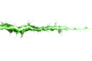Electrifying green plasma lightning with jagged strikes on black background