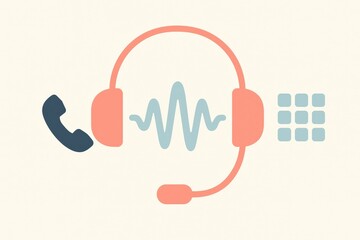 Innovative headset and telephone with sound wave graphic symbolizing effective communication strategies in modern customer service environments capturing technological advancement