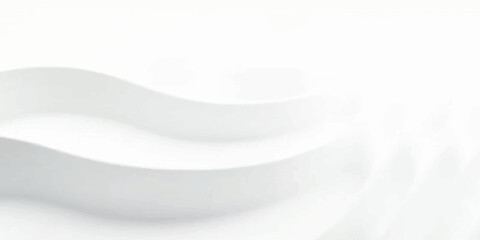 An abstract white background with waves showcases a cream colored cosmetic jar for beauty and skin care