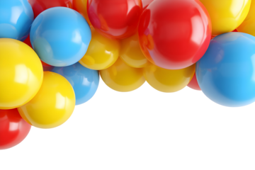 Cluster of shiny helium balloons in bright primary colors for celebrations and events