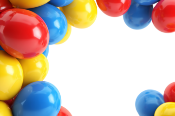Cluster of shiny helium balloons in bright primary colors for festive celebration or party decor