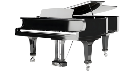 Sleek black lacquer grand piano concert illustration