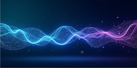 Abstract blue wave background featuring glowing fractal lines and dynamic light motion