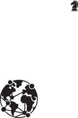 World map and globe on black background illustration