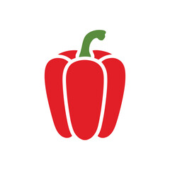 Illustration of a red bell pepper, a vibrant and healthy vegetable with green stem