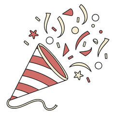 Illustration of a party popper with confetti