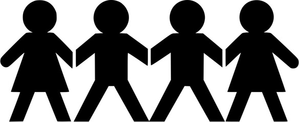 Paper doll chain silhouette icon. Clipart image isolated on white background
