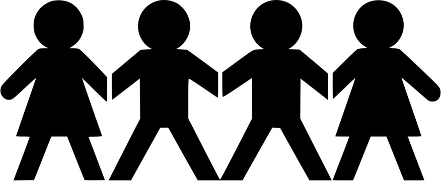 Paper doll chain silhouette icon. Clipart image isolated on white background
