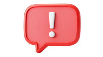 Red Speech Bubble with Exclamation Mark Icon