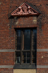 architectural details of the old city of Vyborg, vintage style windows