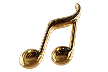 Elegant golden musical note with shiny metallic finish for music-themed designs