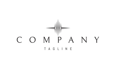 A vector logo featuring an abstract image: a high-tech drone in flight with sleek futuristic lines.