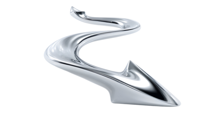 Sleek metallic arrow with fluid curving path for modern design