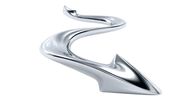 Sleek metallic arrow with fluid curving path for modern design - Powered by Adobe