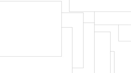 Minimal abstract white geometric layout with interlocking rectangular shapes and thin gray outlines forming a clean, balanced, and modern architectural pattern.