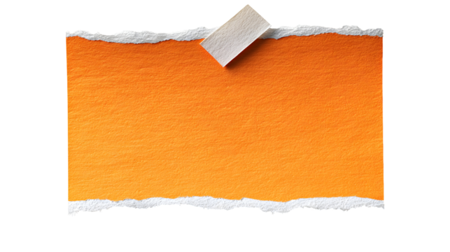 Orange sticky note with torn white tape on black background for creative design projects