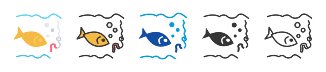 fisheries icon set multi style various collection