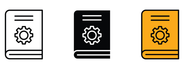 User guide book icon set. engineering and technology advancement symbol. vector illustration.