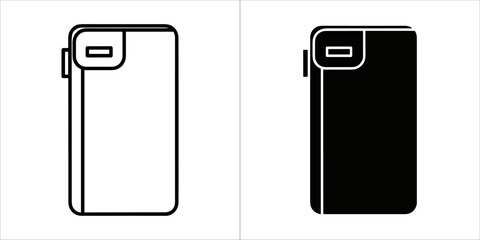 Outline and solid black icon of a smartphone
