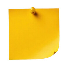 Yellow sticky post it note isolated on white and transparent background