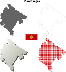 Montenegro Outline Map Vector – High Detail Editable European Country Silhouette for Education, Design, and Travel Projects