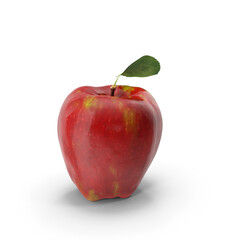 Red apple with green leaf isolated on transparent background