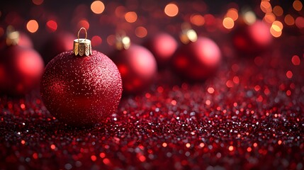 "Christmas Sale Poster Background with Red Gold Decorations, E-commerce Marketing Template"