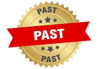 past. past round red and gold label isolated on transparent background