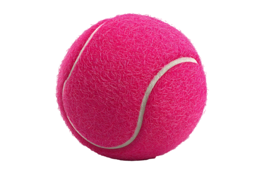 Close up of vibrant pink tennis ball with texture detail