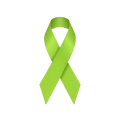Lime Green Awareness Ribbon on Black Background for Supporting Health Issues Campaign