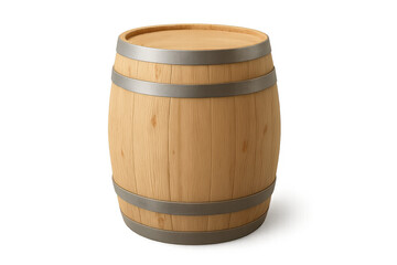 Obraz premium Wooden barrel with metal hoops storing beverages, isolated on transparent background, vintage container for wine and whiskey