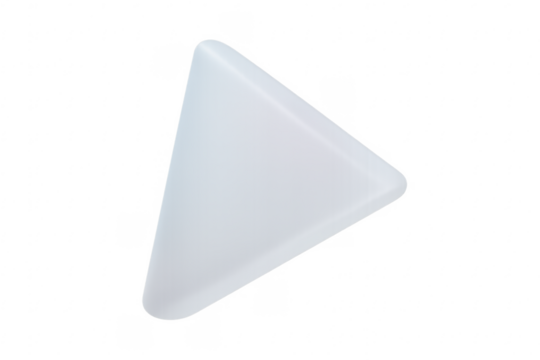 White 3d play button icon on transparent background