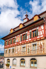 Fototapeta premium Historisches Rathaus in der Altstadt von Stein am Rhein, Kanton Schaffhausen, Schweiz, Europa