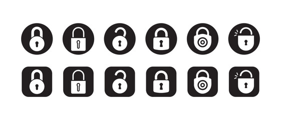 Lock and unlock padlock icon, Lock and unlock icon set, security and privacy icon collection, digital safety symbol, Vector illustration EPS 10.