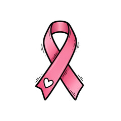 Pink ribbon symbol of breast cancer awareness on dark background vector design