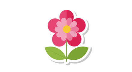Naklejka premium Delightful whimsical flower icon with vibrant pink petals and simplistic vector style