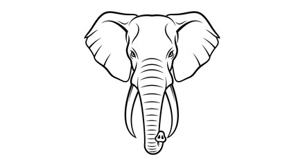 Bold Elephant Portrait: A Striking Black and White Line Drawing Depicting Grace and Power