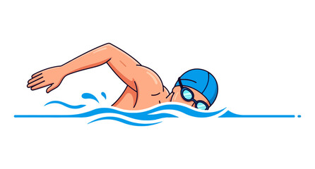 vector illustration of swimming