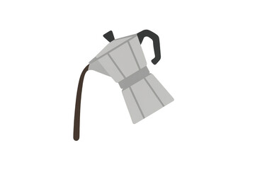 Moka pot pouring coffee vector illustration transparent background