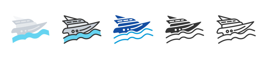 yacht icon set multi style various collection