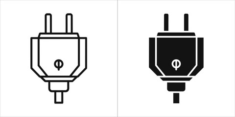 Outline and filled icon of a european electrical plug