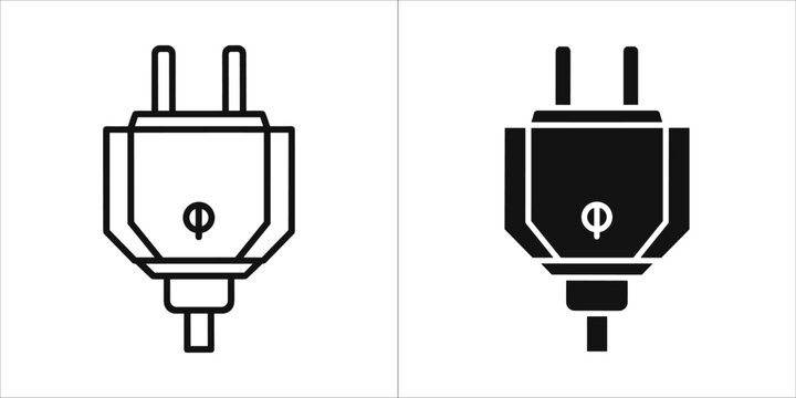 Outline and filled icon of a european electrical plug