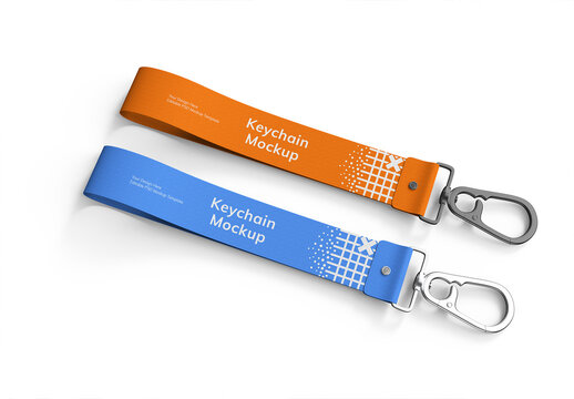 Realistic Lanyard and Keychain PSD Mockup