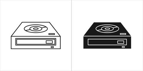 Fototapeta premium Two icons of a cdrom drive, one in outline and one in solid black