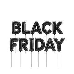 Elegant black friday balloon typography on a dark background offering seasonal discounts with