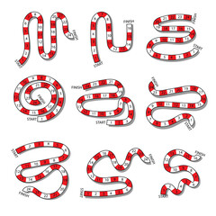 Simple board game template set, red and white.