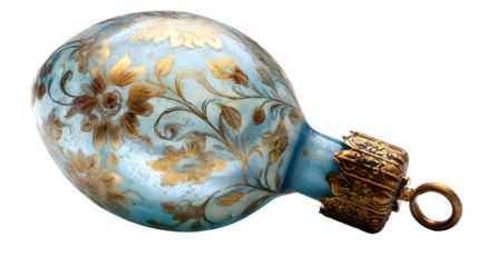 A vintage-style glass ornament with faded colors. Nostalgic feel, soft, diffused light, isolated on white background.