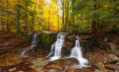 waterfall, autumn, water, nature, landscape, stream, river, forest, cascade, falls, fall, rock, stone, tree, rocks, creek, travel, moss, natural, park, flow, flowing, beautiful, wet, green