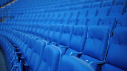 Obraz premium Rows of empty blue stadium seats create a vibrant and inviting atmosphere